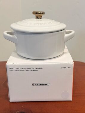 Le Creuset White Mini Cocotte with Gold Knob
